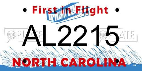 AL2215 North Carolina License Plate