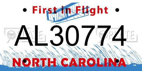 AL30774 North Carolina License Plate