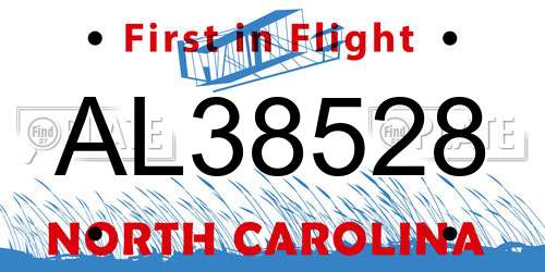 AL38528 North Carolina License Plate