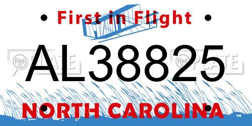 AL38825 North Carolina License Plate