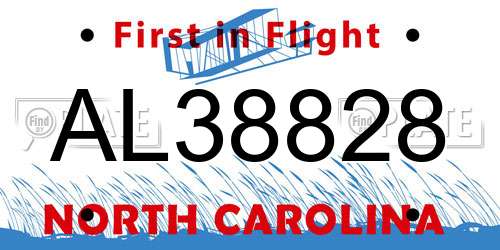 AL38828 North Carolina License Plate