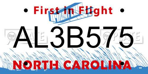 AL3B575 North Carolina License Plate