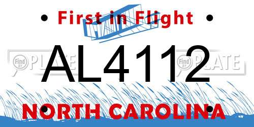 AL4112 North Carolina License Plate