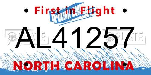 AL41257 North Carolina License Plate