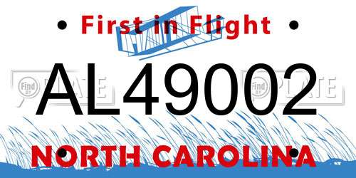 AL49002 North Carolina License Plate