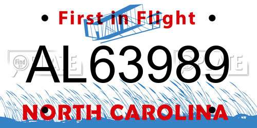 AL63989 North Carolina License Plate