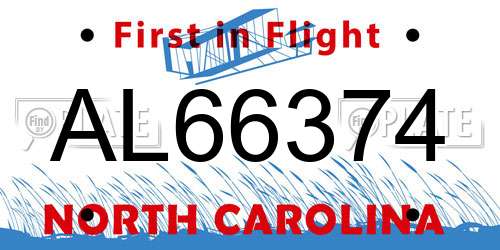 AL66374 North Carolina License Plate