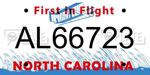 AL66723 North Carolina License Plate