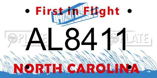 AL8411 North Carolina License Plate