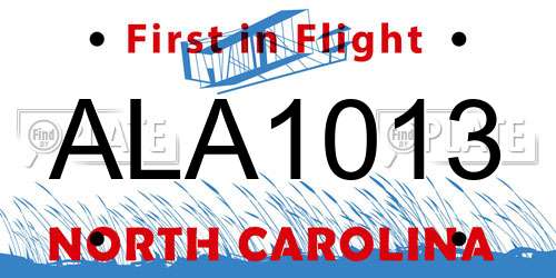 ALA1013 North Carolina License Plate