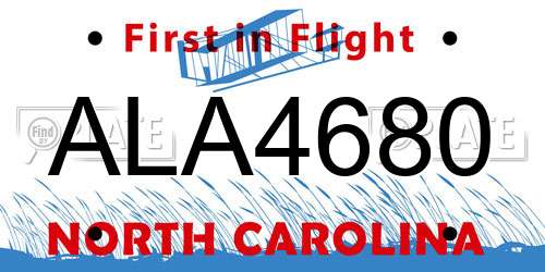 ALA4680 North Carolina License Plate