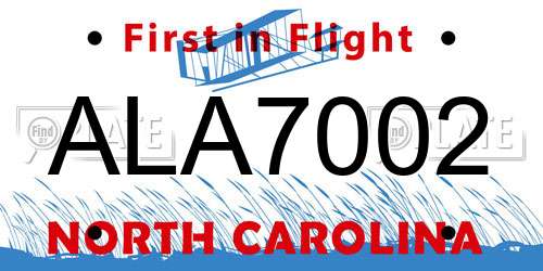 ALA7002 North Carolina License Plate