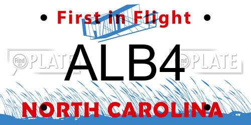 ALB4 North Carolina License Plate
