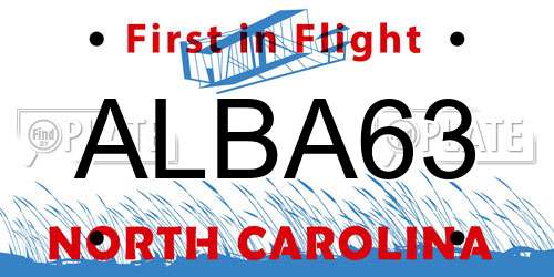 ALBA63 North Carolina License Plate