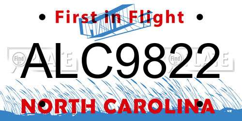 ALC9822 North Carolina License Plate