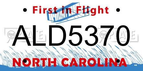 ALD5370 North Carolina License Plate