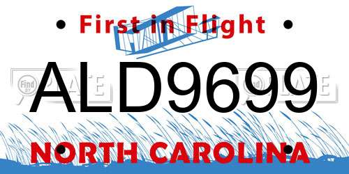 ALD9699 North Carolina License Plate