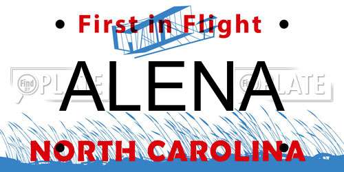 ALENA North Carolina License Plate
