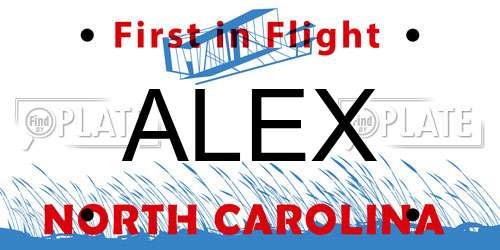 ALEX North Carolina License Plate