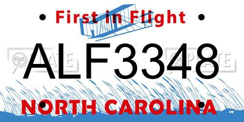 ALF3348 North Carolina License Plate