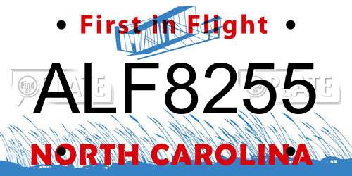 ALF8255 North Carolina License Plate