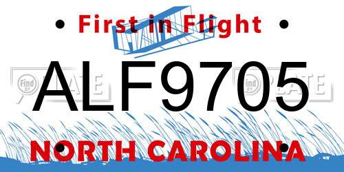 ALF9705 North Carolina License Plate