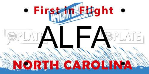 ALFA North Carolina License Plate