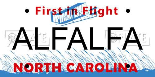 ALFALFA North Carolina License Plate