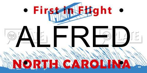 ALFRED North Carolina License Plate
