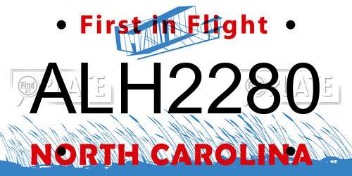 ALH2280 North Carolina License Plate