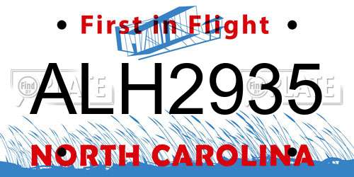 ALH2935 North Carolina License Plate