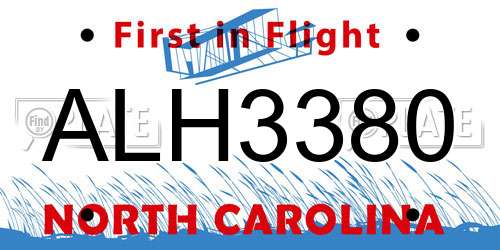 ALH3380 North Carolina License Plate