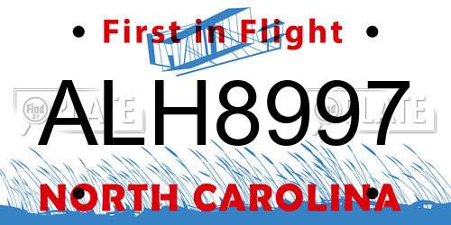 ALH8997 North Carolina License Plate