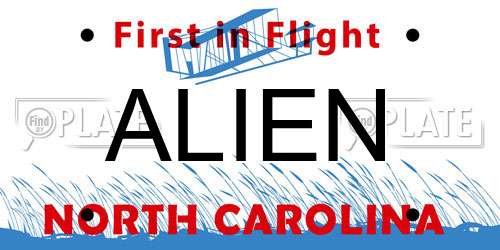 ALIEN North Carolina License Plate