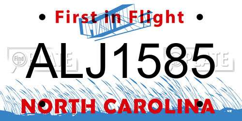 ALJ1585 North Carolina License Plate