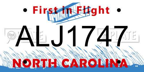 ALJ1747 North Carolina License Plate