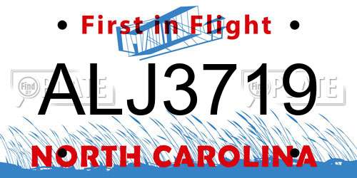 ALJ3719 North Carolina License Plate