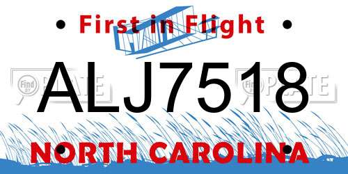 ALJ7518 North Carolina License Plate
