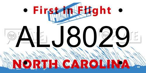 ALJ8029 North Carolina License Plate