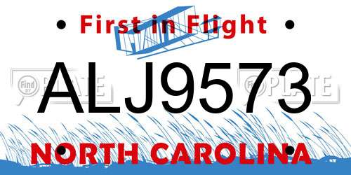 ALJ9573 North Carolina License Plate