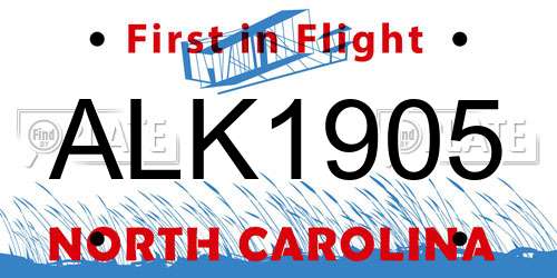 ALK1905 North Carolina License Plate