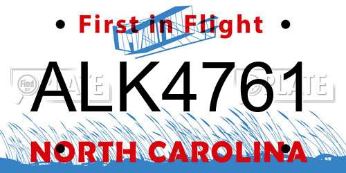 ALK4761 North Carolina License Plate