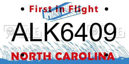 ALK6409 North Carolina License Plate