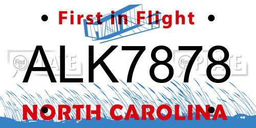 ALK7878 North Carolina License Plate
