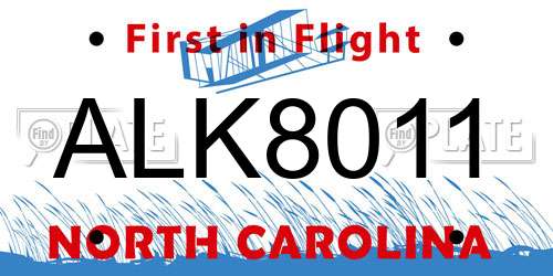 ALK8011 North Carolina License Plate