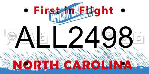 ALL2498 North Carolina License Plate