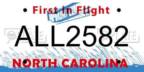 ALL2582 North Carolina License Plate