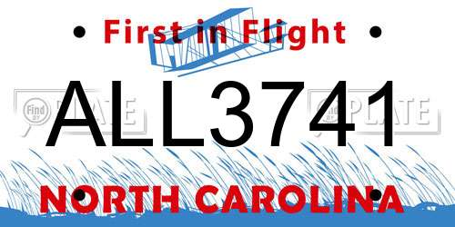 ALL3741 North Carolina License Plate