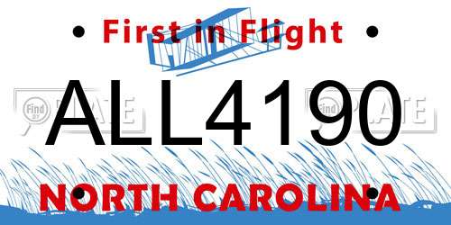 ALL4190 North Carolina License Plate