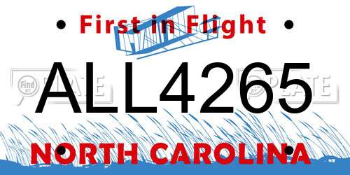 ALL4265 North Carolina License Plate